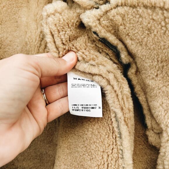 GF Ferre Gianfranco Chocolate Brown Leather Bomber Jacket Shearling 24/38 XS - Picture 12 of 14